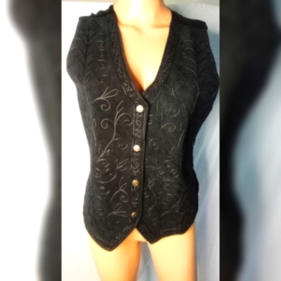 Sun River leather vest, size medium, black - Picture 1 of 3